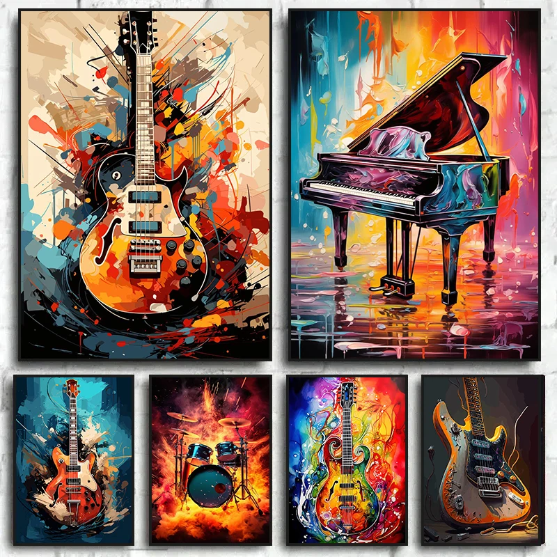 Musical Instrument Images - Arte colorido abstracto, instrumentos musicales, Kit