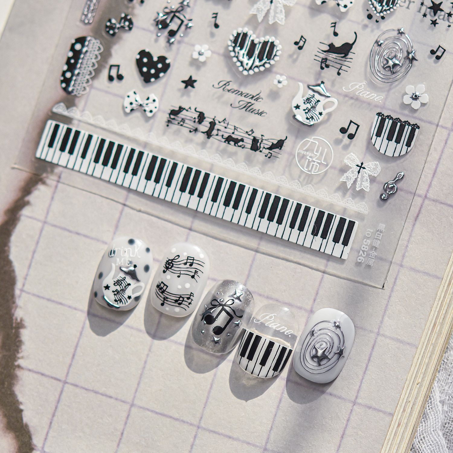 Musical Instrument Images - Pegatinas para uñas 5D con diseño