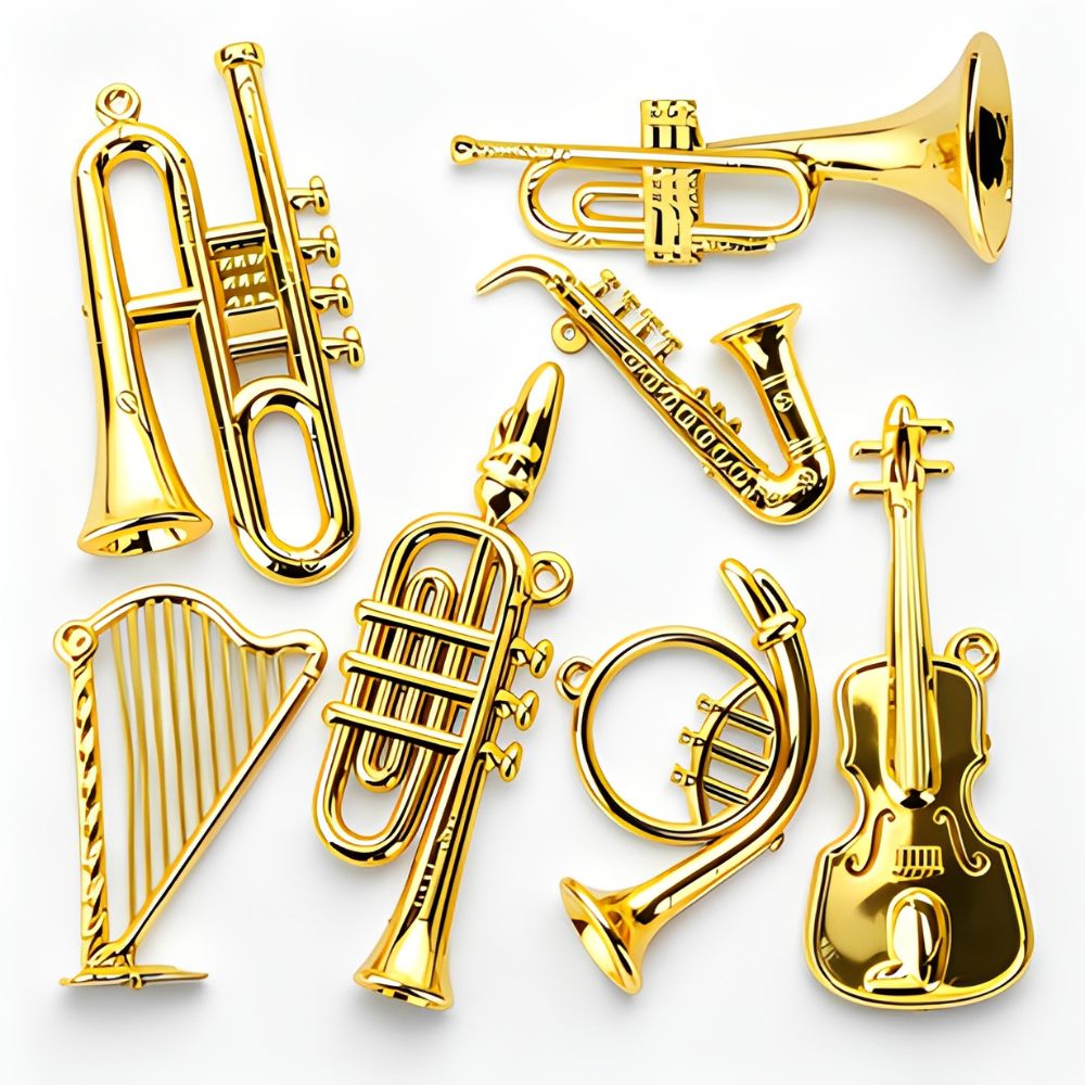 Musical Instrument Xmas Ornaments - 6/10 piezas de colgantes de metal