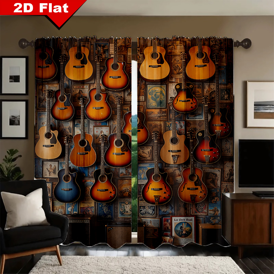 Cortina con Estampado de Guita - Musical Instrument Youtube reseña y precio
