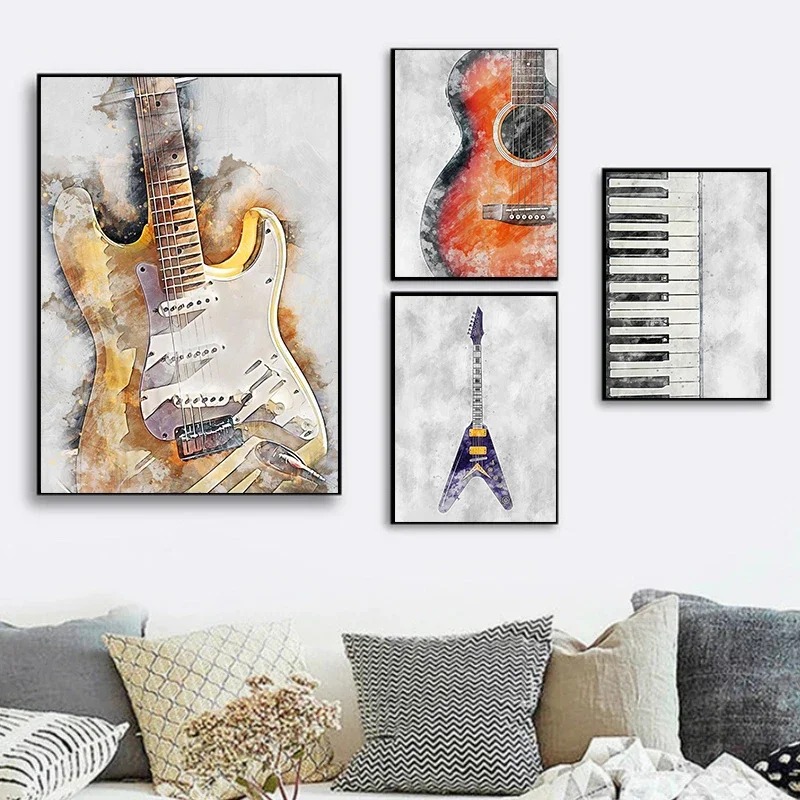 Póster artístico sin marco par - Picture Of Musical Instrument reseña y precio