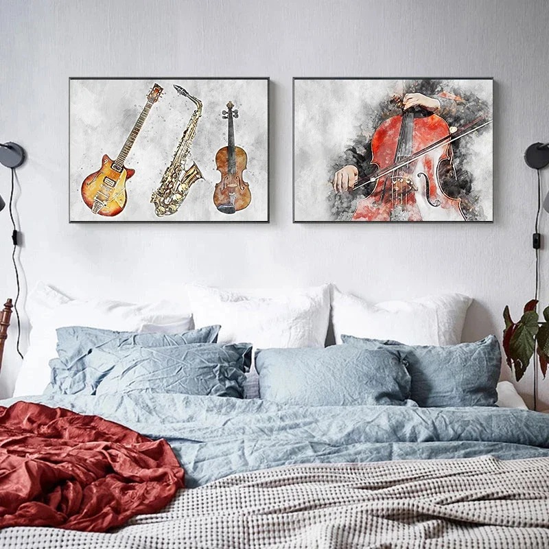 Póster artístico sin marco par - Picture Of Musical Instrument reseña y precio